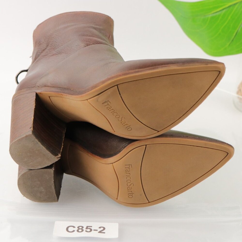 Franco Sarto Women's Mack Boot Size 7 Pointed Block Heel Brown Leather Comfy - Picture 10 of 12